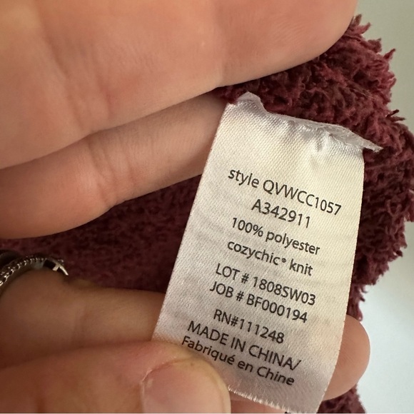 Barefoot Dreams Cozychic Cali Cardi Open Front Womens Large Red - Picture 5 of 6